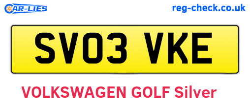 SV03VKE are the vehicle registration plates.