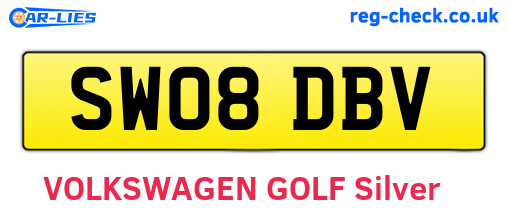 SW08DBV are the vehicle registration plates.