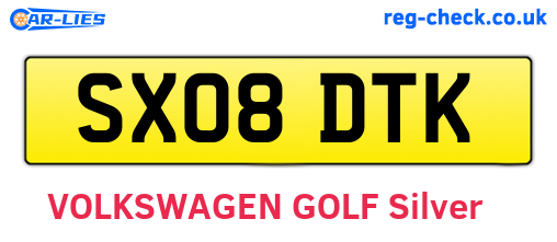 SX08DTK are the vehicle registration plates.