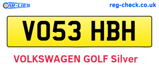 VO53HBH are the vehicle registration plates.