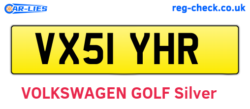 VX51YHR are the vehicle registration plates.