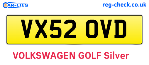 VX52OVD are the vehicle registration plates.