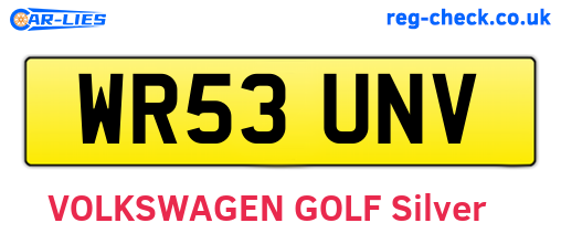 WR53UNV are the vehicle registration plates.