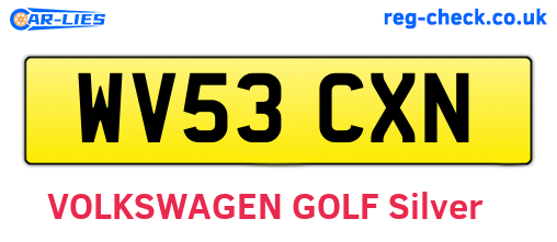 WV53CXN are the vehicle registration plates.