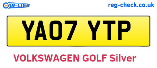 YA07YTP are the vehicle registration plates.