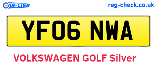 YF06NWA are the vehicle registration plates.
