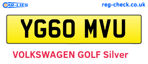 YG60MVU are the vehicle registration plates.