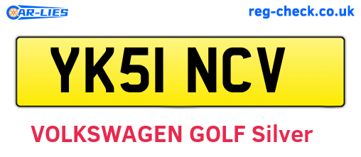 YK51NCV are the vehicle registration plates.