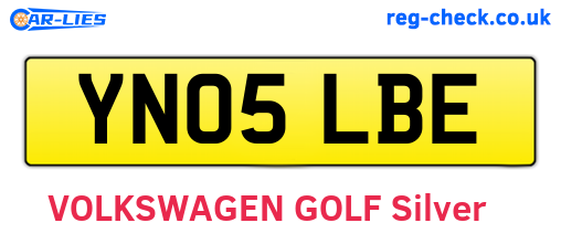 YN05LBE are the vehicle registration plates.