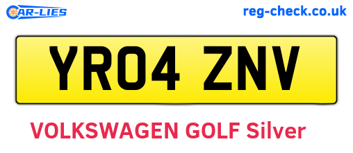 YR04ZNV are the vehicle registration plates.