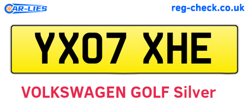 YX07XHE are the vehicle registration plates.