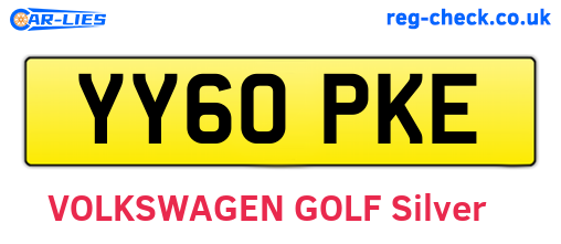 YY60PKE are the vehicle registration plates.