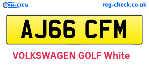 AJ66CFM are the vehicle registration plates.