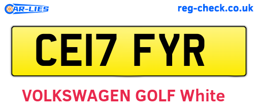 CE17FYR are the vehicle registration plates.