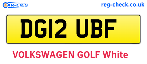 DG12UBF are the vehicle registration plates.