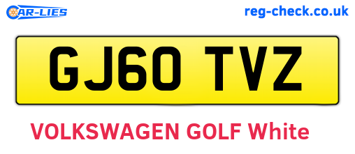 GJ60TVZ are the vehicle registration plates.