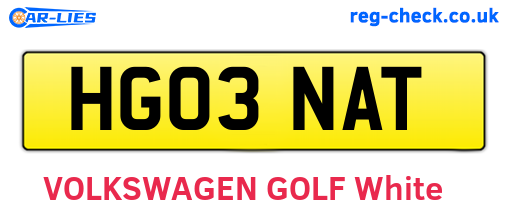 HG03NAT are the vehicle registration plates.