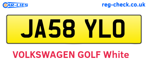 JA58YLO are the vehicle registration plates.