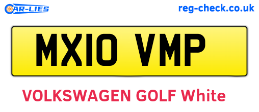 MX10VMP are the vehicle registration plates.