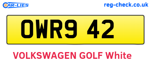 OWR942 are the vehicle registration plates.