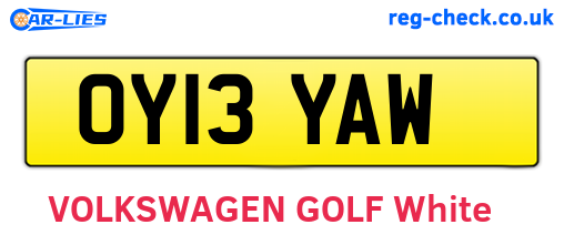 OY13YAW are the vehicle registration plates.