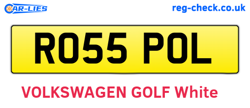 RO55POL are the vehicle registration plates.