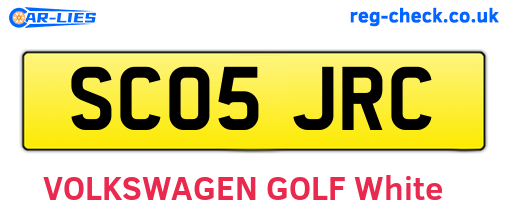 SC05JRC are the vehicle registration plates.