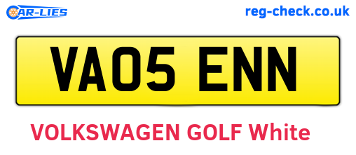 VA05ENN are the vehicle registration plates.