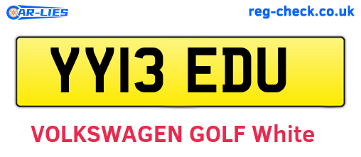 YY13EDU are the vehicle registration plates.