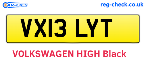 VX13LYT are the vehicle registration plates.