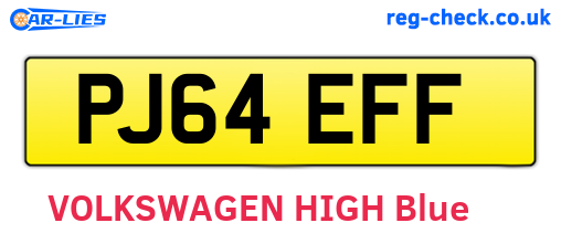 PJ64EFF are the vehicle registration plates.