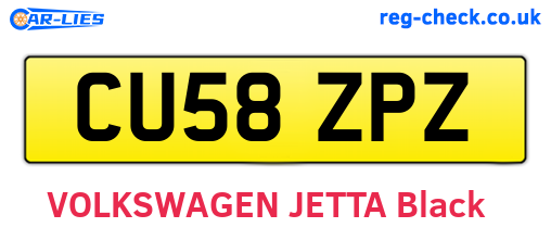 CU58ZPZ are the vehicle registration plates.