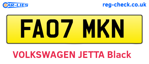 FA07MKN are the vehicle registration plates.