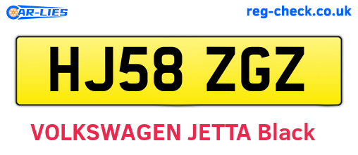 HJ58ZGZ are the vehicle registration plates.