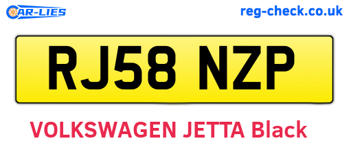 RJ58NZP are the vehicle registration plates.