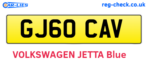 GJ60CAV are the vehicle registration plates.