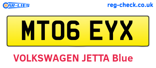 MT06EYX are the vehicle registration plates.