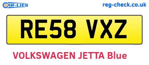 RE58VXZ are the vehicle registration plates.