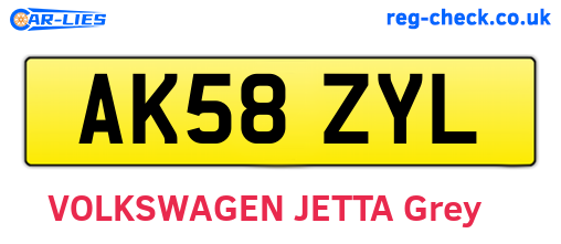 AK58ZYL are the vehicle registration plates.