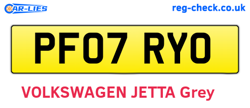 PF07RYO are the vehicle registration plates.