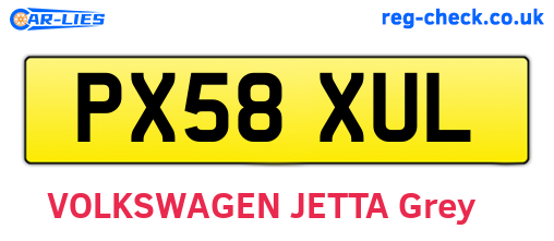 PX58XUL are the vehicle registration plates.