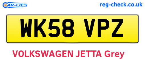 WK58VPZ are the vehicle registration plates.