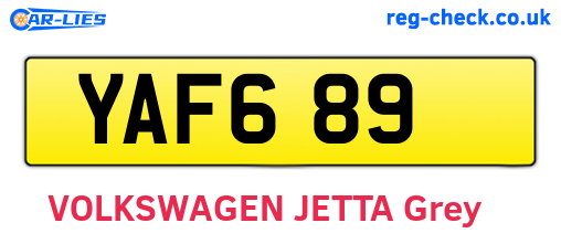YAF689 are the vehicle registration plates.