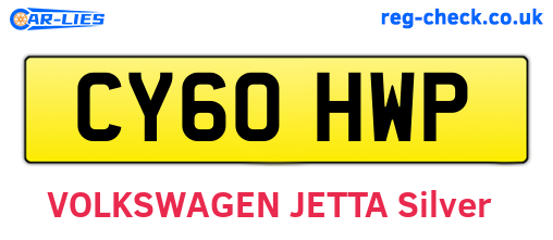 CY60HWP are the vehicle registration plates.