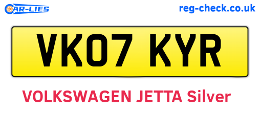 VK07KYR are the vehicle registration plates.
