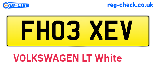 FH03XEV are the vehicle registration plates.