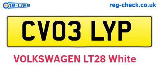 CV03LYP are the vehicle registration plates.