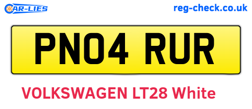 PN04RUR are the vehicle registration plates.