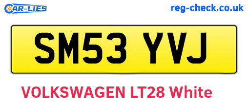 SM53YVJ are the vehicle registration plates.