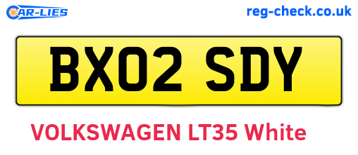 BX02SDY are the vehicle registration plates.